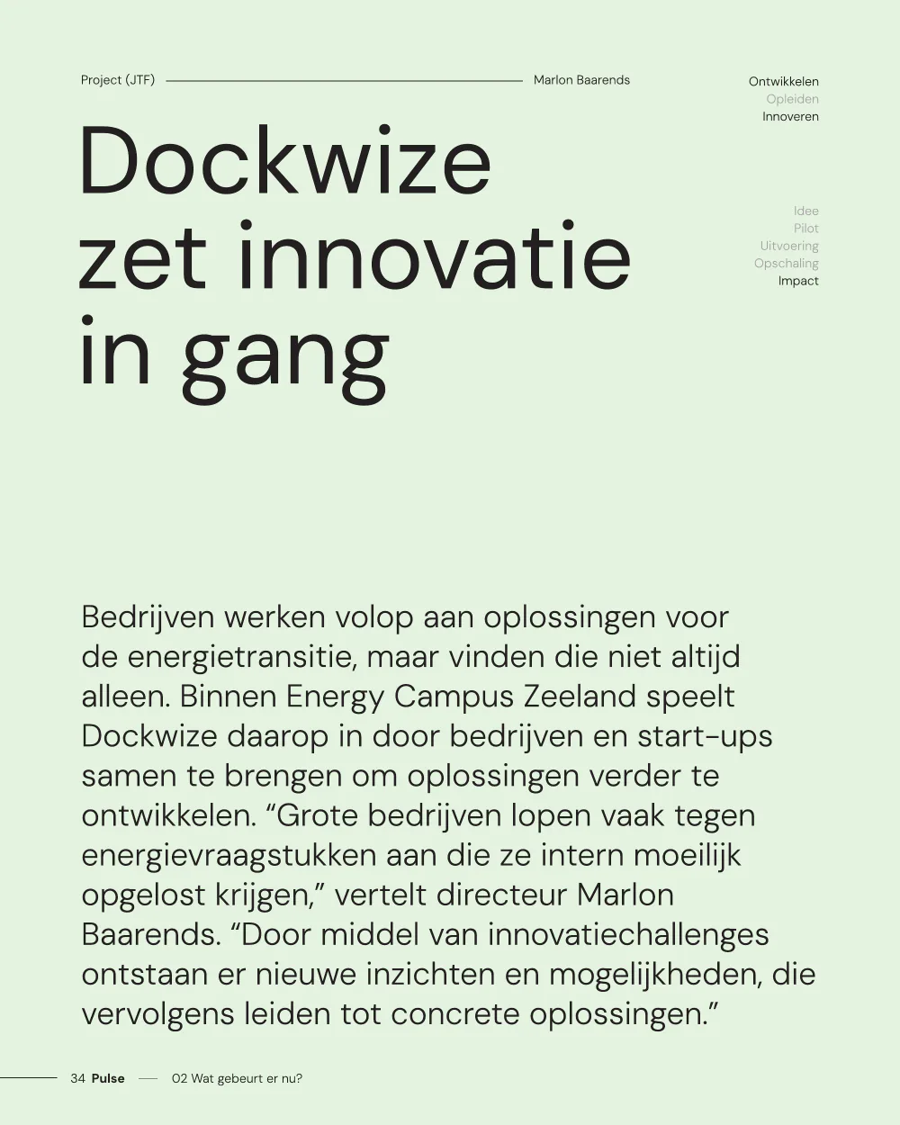 Pulse, pagina 34: Dockwize zet innovatie in gang