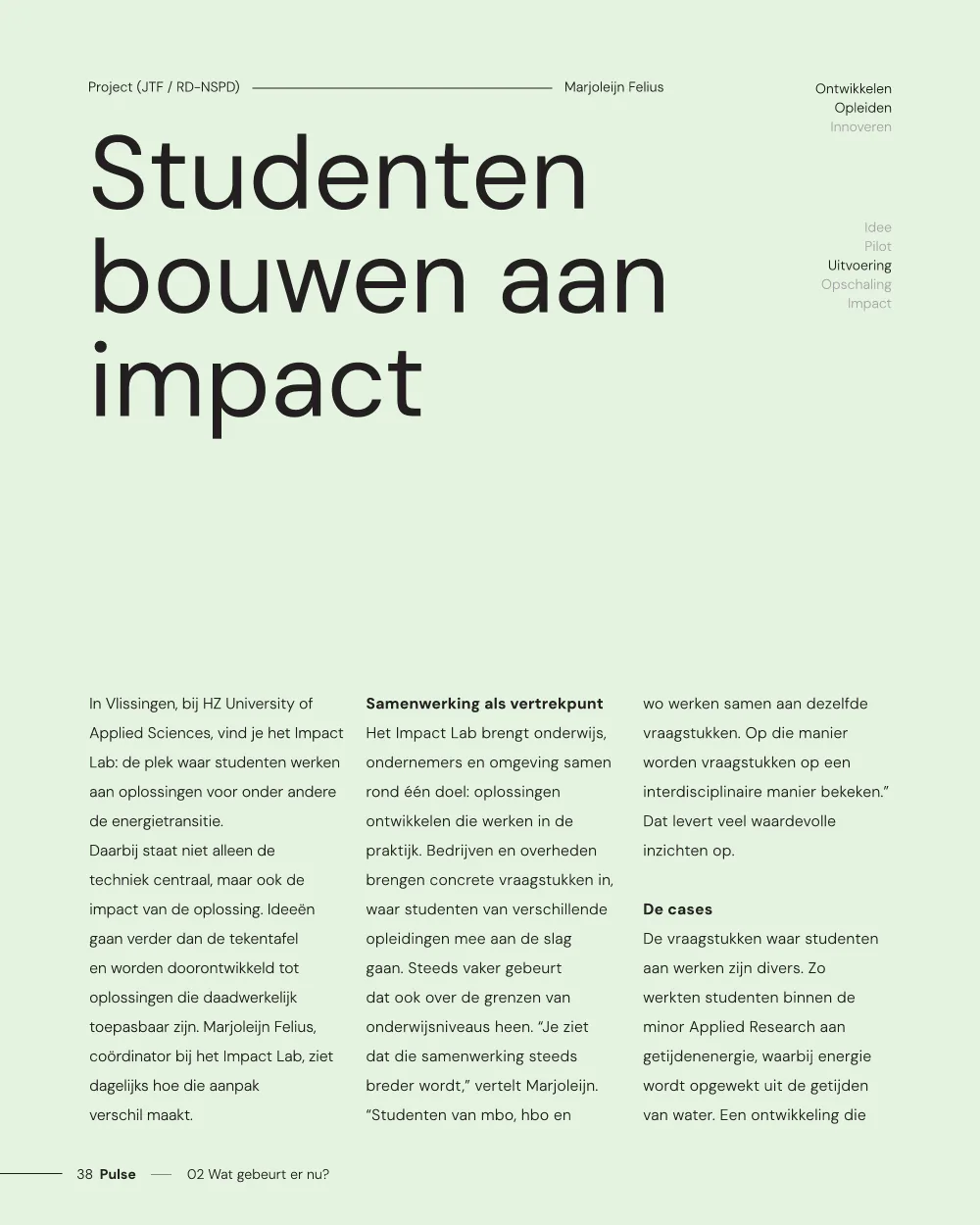 Pulse, pagina 38: Studenten bouwen aan impact