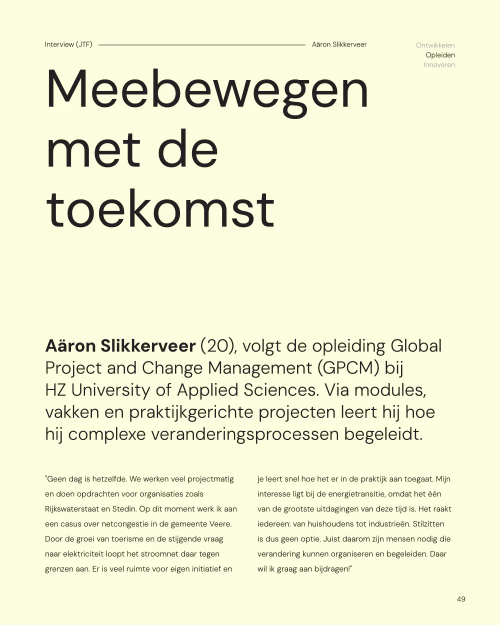 Pulse, pagina 49: Meebewegen met de toekomst